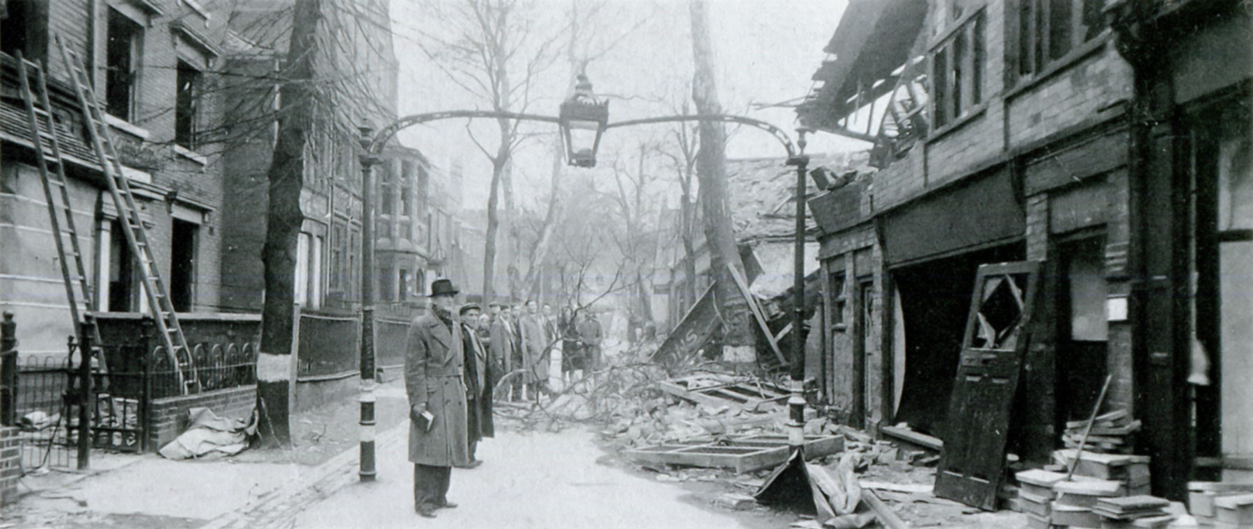 Photograph showing Second World War bomb damage in Lower New Walk