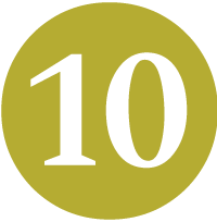 A white number 10 on a yellow circle background