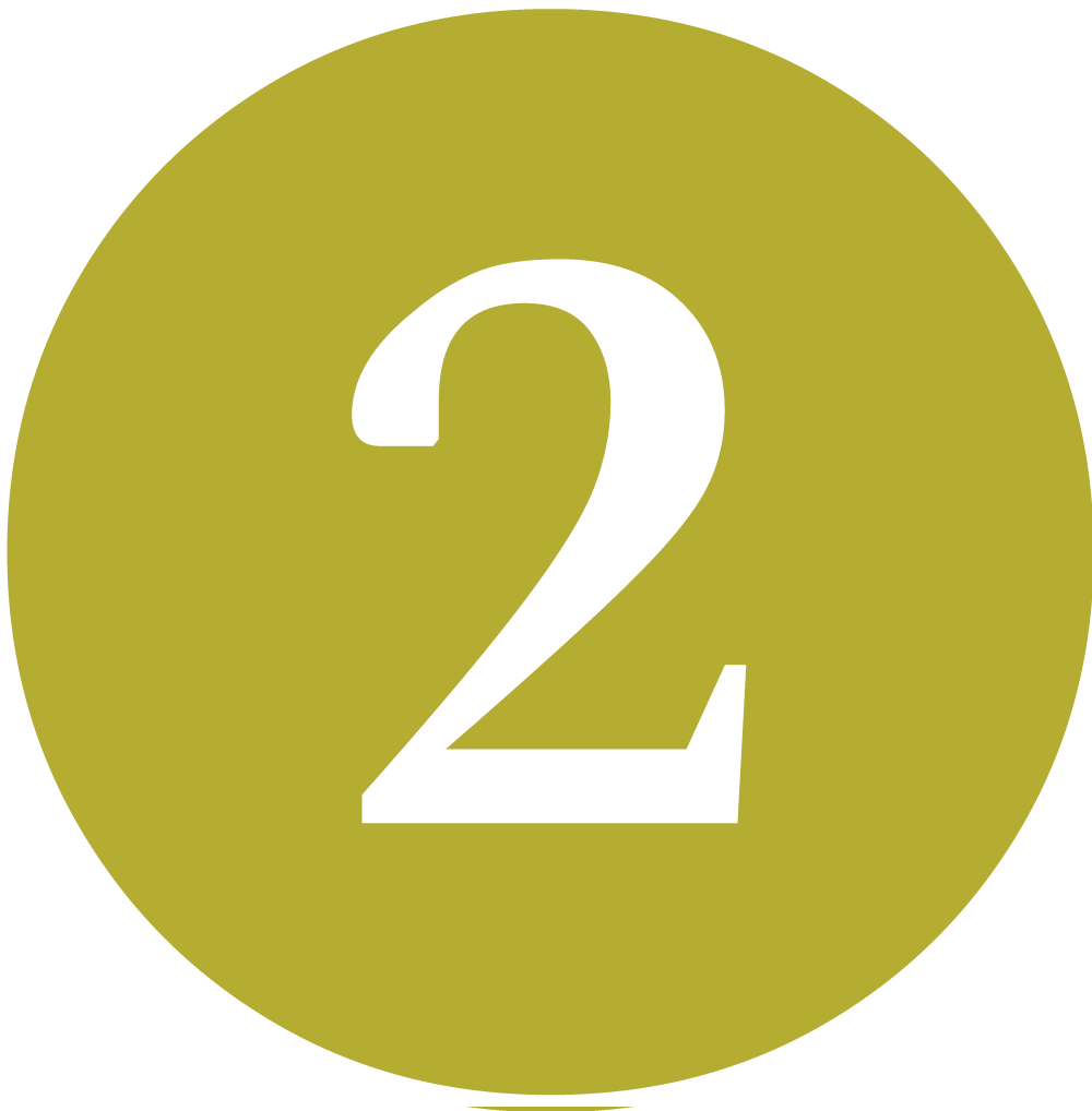 A white number 2 on a yellow circle background