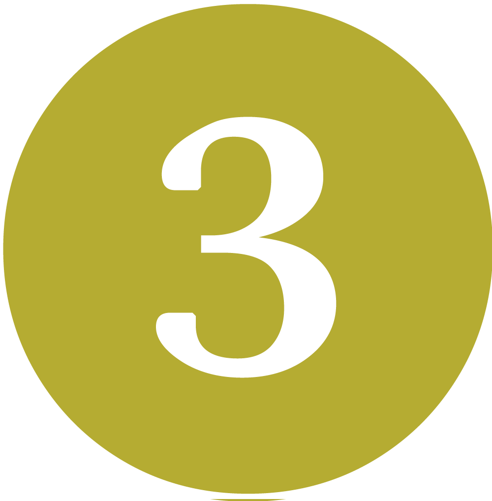 A white number 3 on a yellow circle background