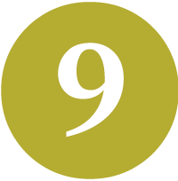 A white number 9 on a yellow circle background