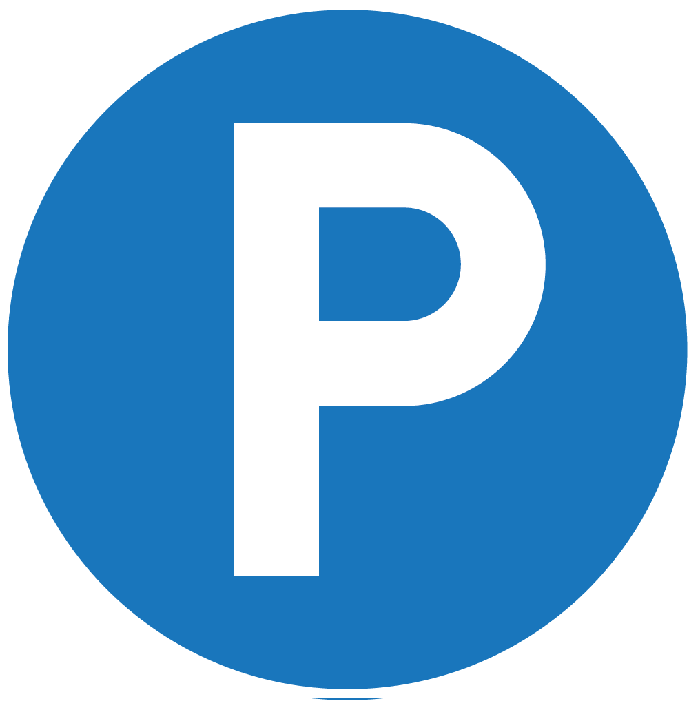 Capital P on a blue circle